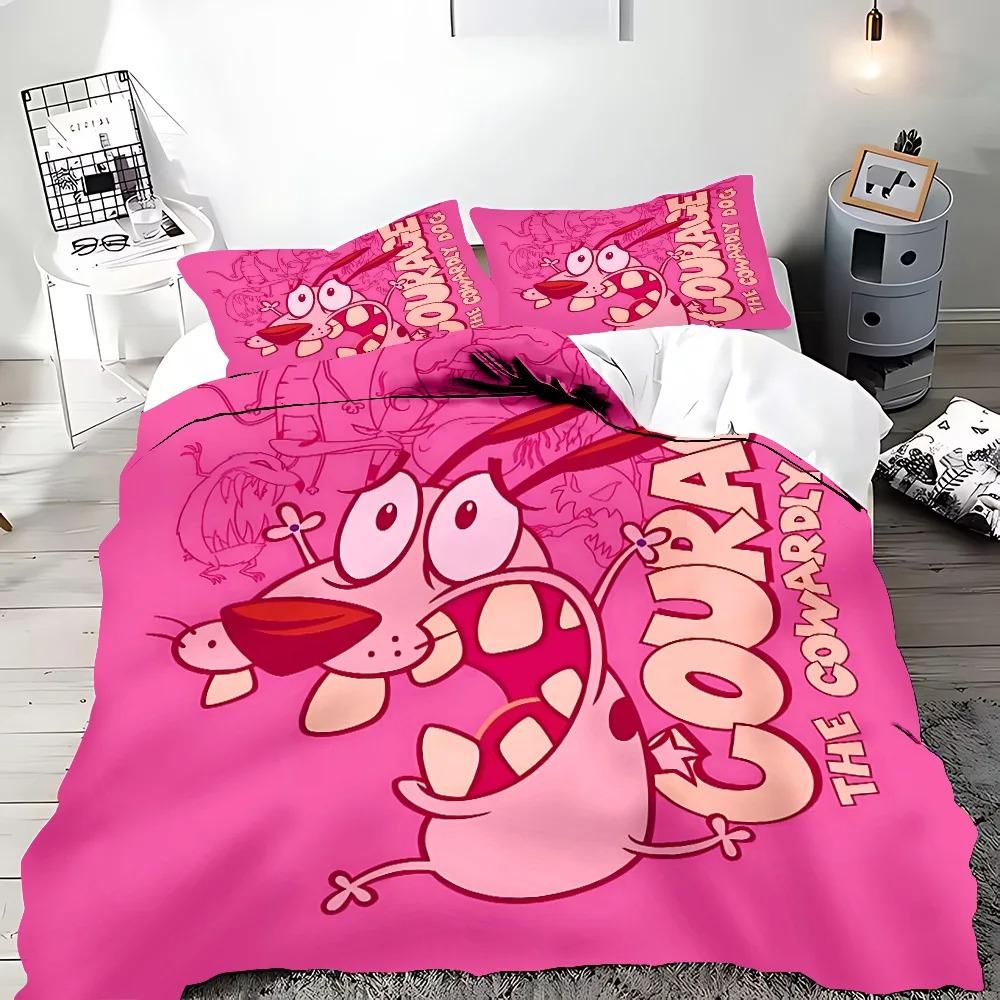 Courage the Cowardly Dog Duvet Cover Pillowcase Bedding Set for Kids Girl Boys Bedroom Gift Single Double Large Size
