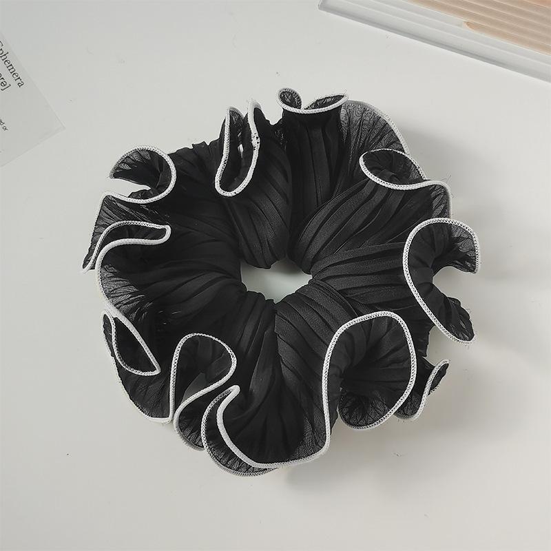 1Pcs New Korean Retro Folded Chiffon Oversize Scrunchies Women Sweet Temperament Fashion Exaggerated Hair Band Hair Accessorie