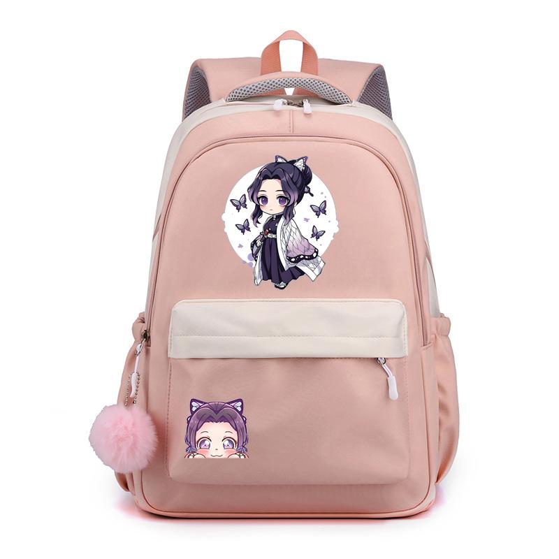 Sac à dos Kochou Shinobu Dessin Animé Mignon Nouveau Sac à Dos Anime Tendance Sac à Dos Décontracté pour Adolescents Sac d'École Sac d'École Sacs à Dos Mignons rose