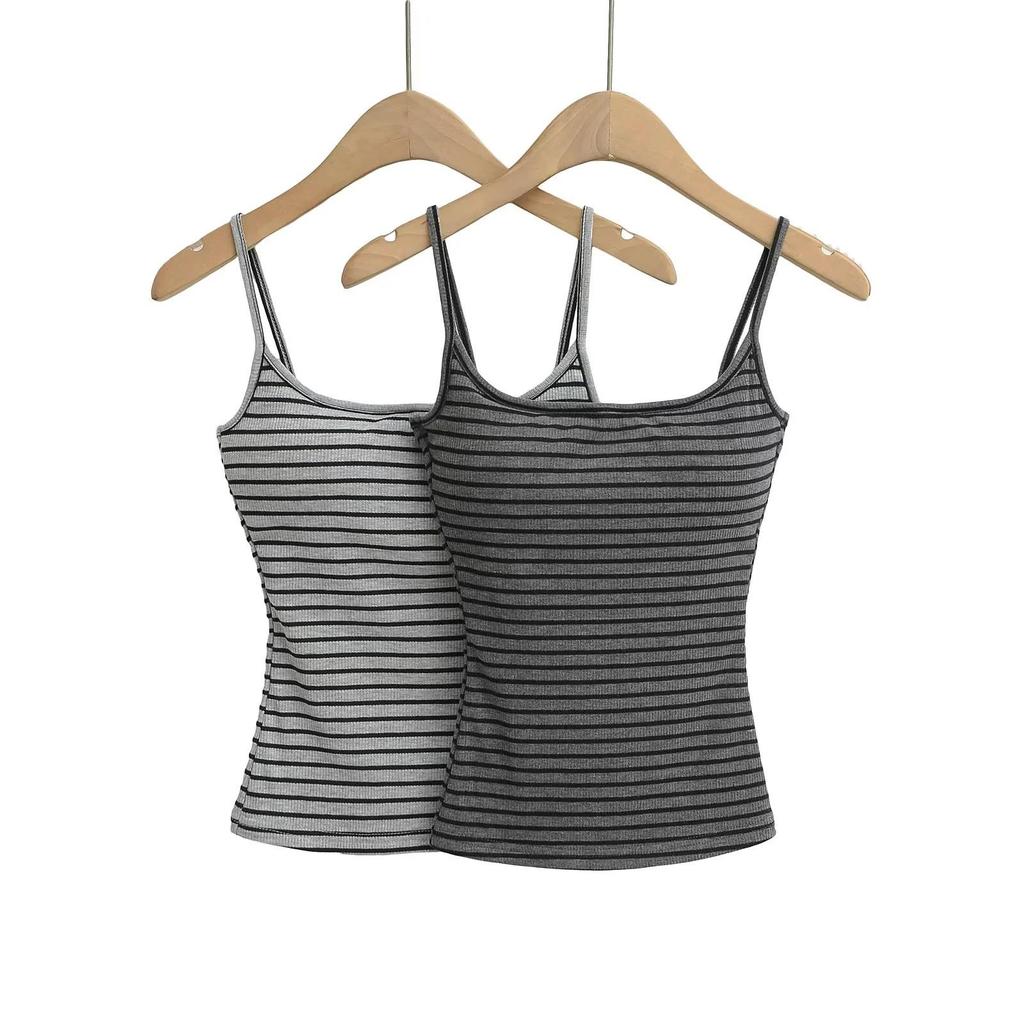 Hongkongský retro šik pruhovaný top pro ženy - Slim fit jarní/letní módní vesta