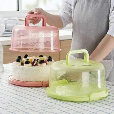 Portable Cake Box with Handle Dust-proof Baking Pastry Storage Box Transportation Cake Rack