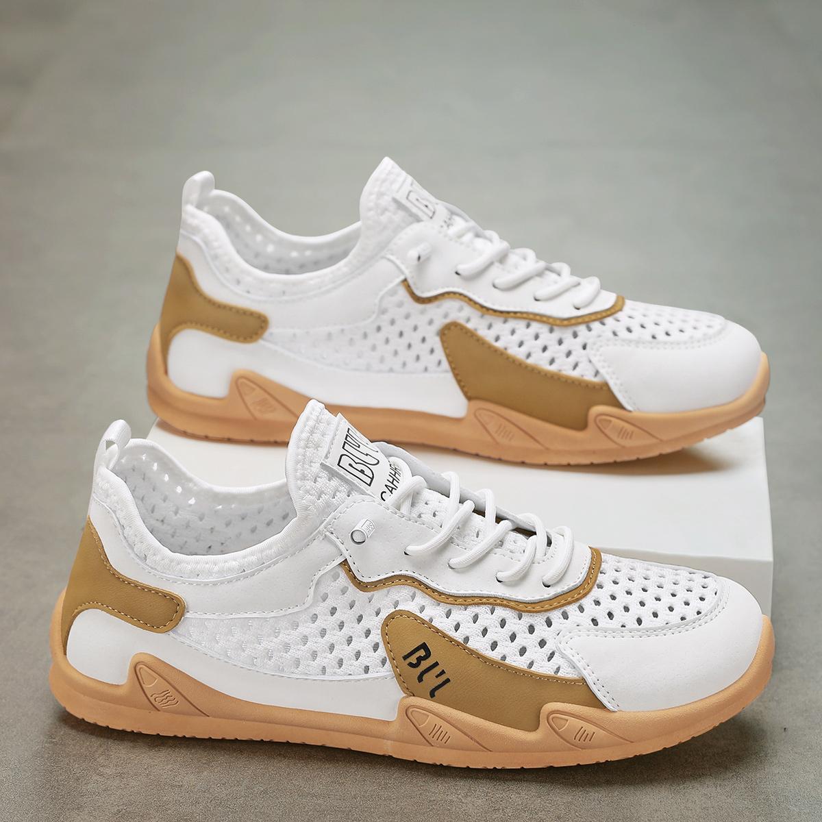 Дышащие мужские сетчатые полые кроссовки для летней повседневной одежды 44 хаки — фото 14