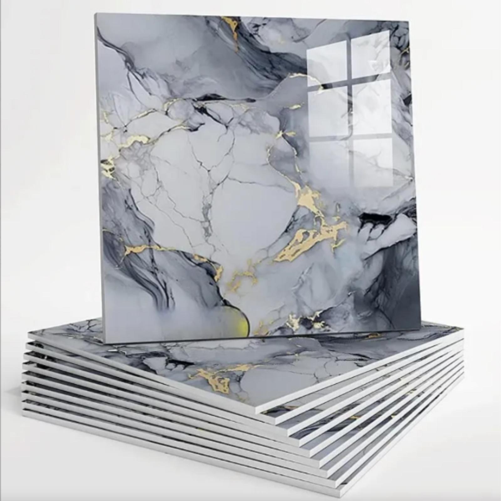 Joom Lizkore Tech Gris Paneles De Pared Decorativos De Pvc Estilo Mármol 30X30cm 10 Piezas Patrón Rayado Para Decoración De Interiores Del Hogar Revestimiento De Paredes Ins