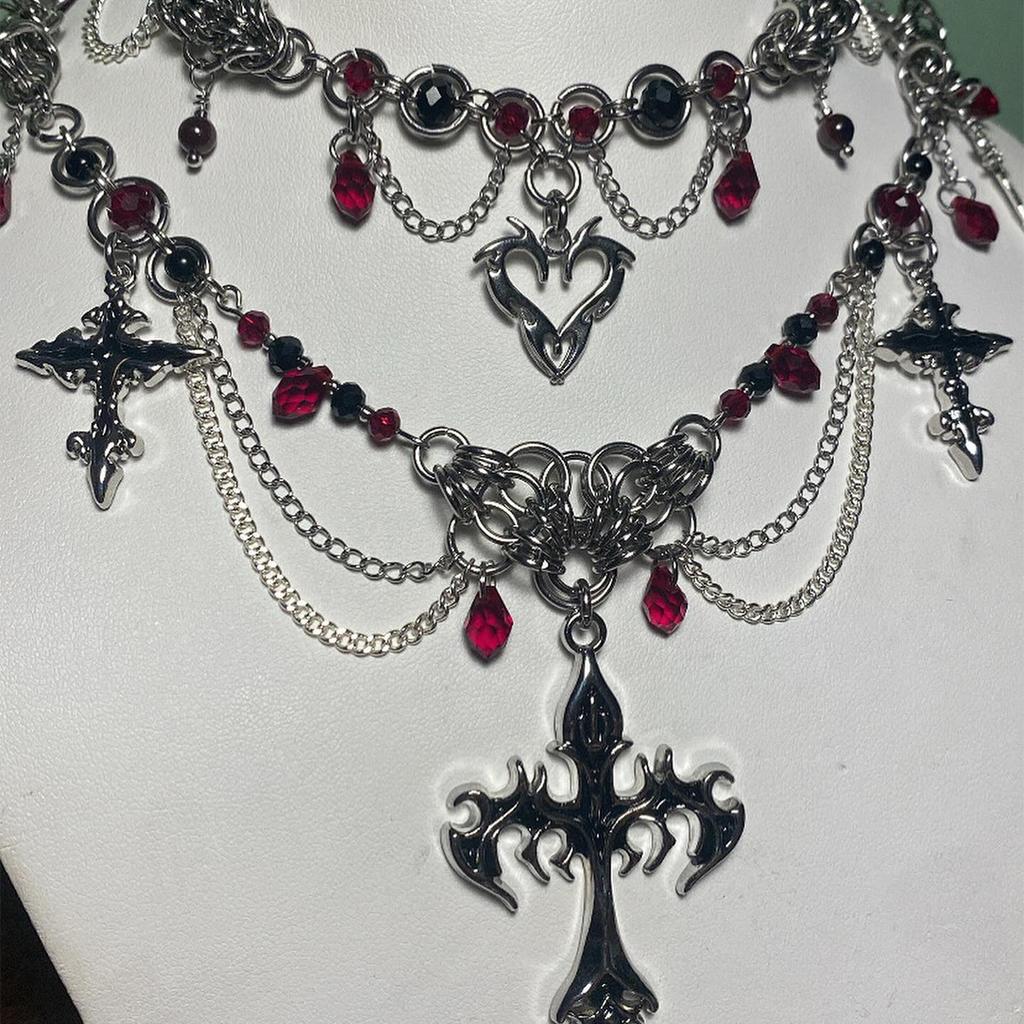 Halloween cross pendant European and American necklace light luxury high sense court stacked jewelry accessories women