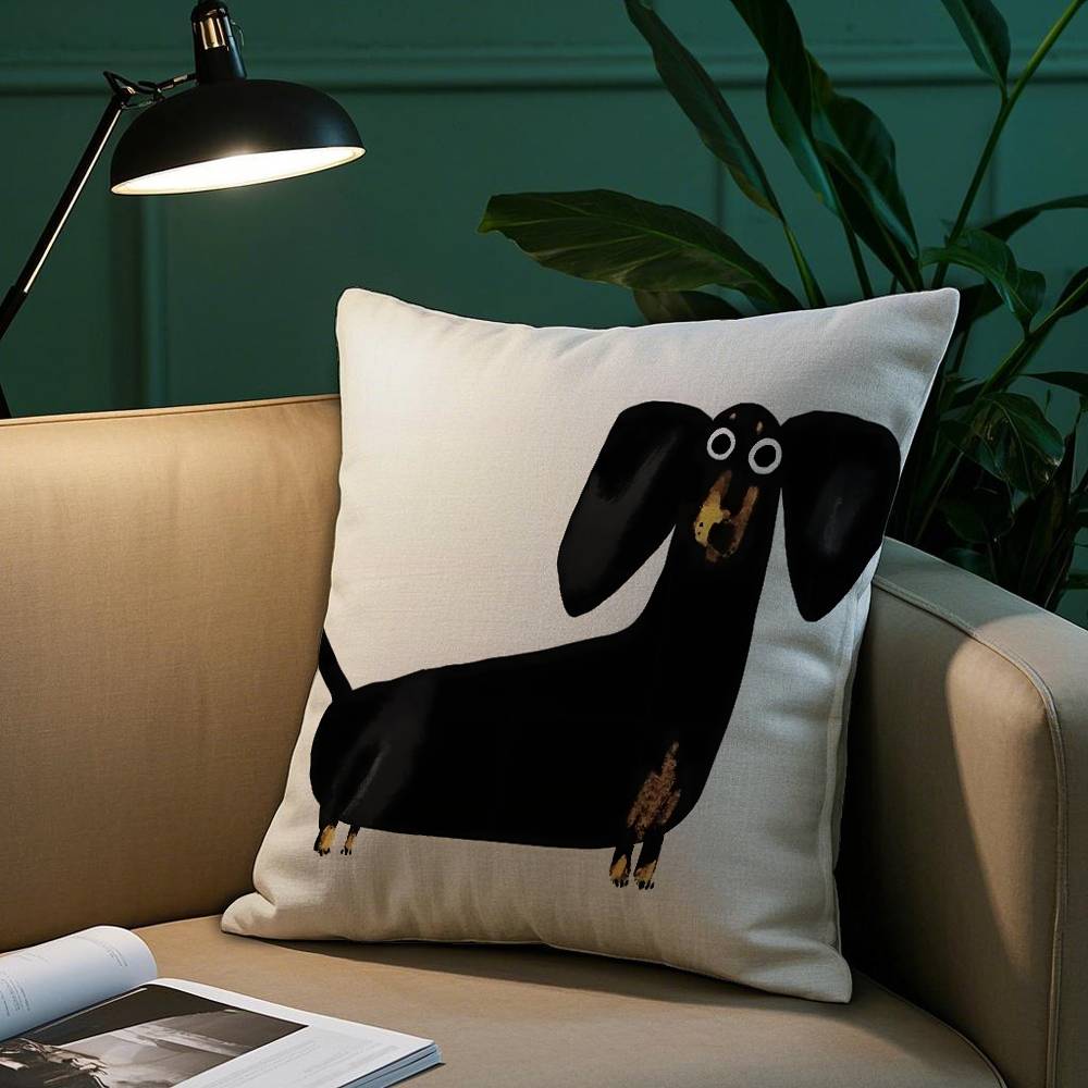 Cute Dachshund Dog Pillow Case Short Plush Print Cushion Cover Square Throw Pillow Covers Sofa Home Decor