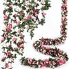 2.5m Rose Artificial Silk For Wedding Garland  Fake Plant Flowers Vine Home Room Wedding Wall Hanging Garden Arch DIY Decoration