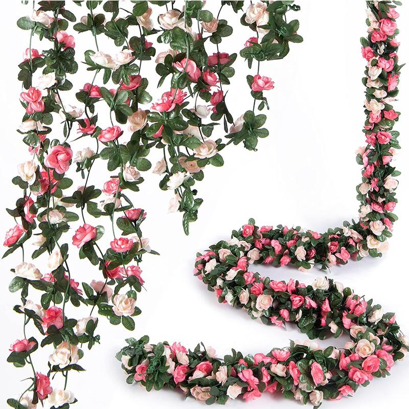 2.5m Rose Artificial Silk For Wedding Garland  Fake Plant Flowers Vine Home Room Wedding Wall Hanging Garden Arch DIY Decoration
