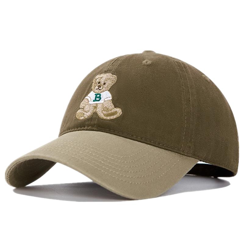 

Бейсболка унисекс из хлопка с вышивкой в виде милого медведя, спортивная кепка для папы, регулируемая для мужчин и женщин 56cm-60cm хаки/кофейный