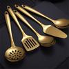 Golden 304 Stainless Steel Kitchen Public Spoon Colander Spatula Cake Shovel Long Rice Spoon Oil Filter Complete Cooking Tools
