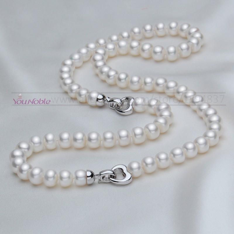 Set Collana e Bracciale di Perle d'Acqua Dolce Naturali per Matrimonio, Set di Perle Argento 925 Bianco Regalo per Ragazze Mamma Anniversario