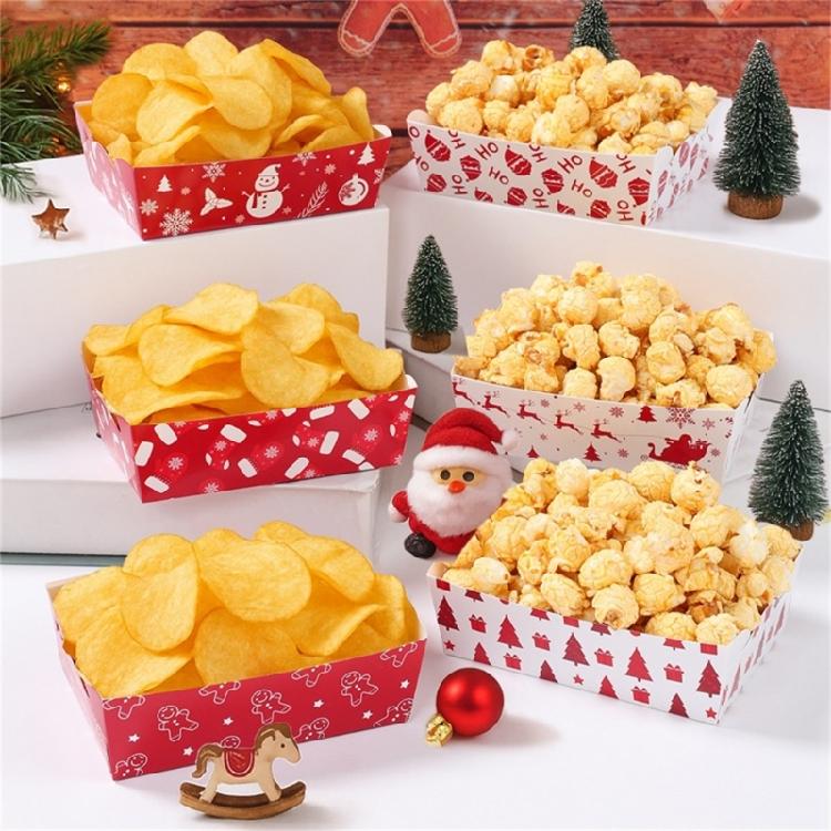 Bulk Disposable Christmas Snacks Boxes Paper Trays For Holiday Parties Paper Structure Festival Decoration