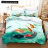 Goldfish Duvet Cover King/Queen Size Golden Red 3D Animal Bedding Set for Kid Teen Adult,Fish Themed Quilt Cover with Pillowcase