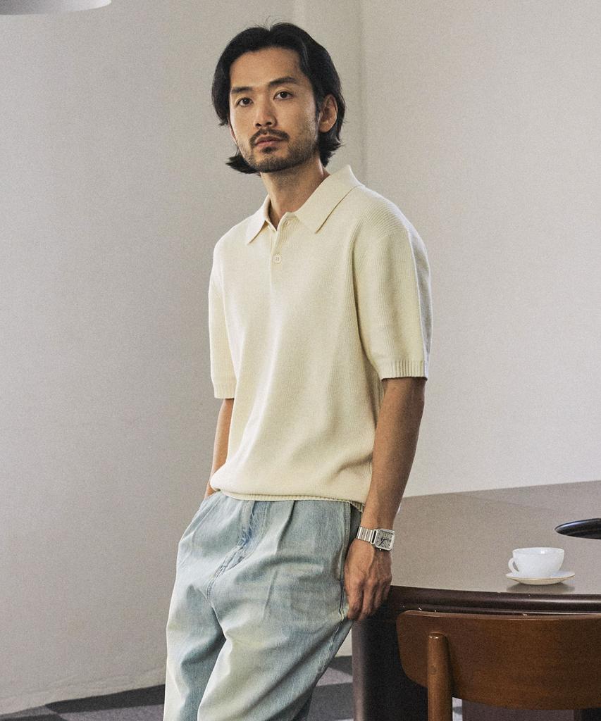MANNERGRAM Textured 100% Cotton Polo Short Sleeve Knit - 4 Colors