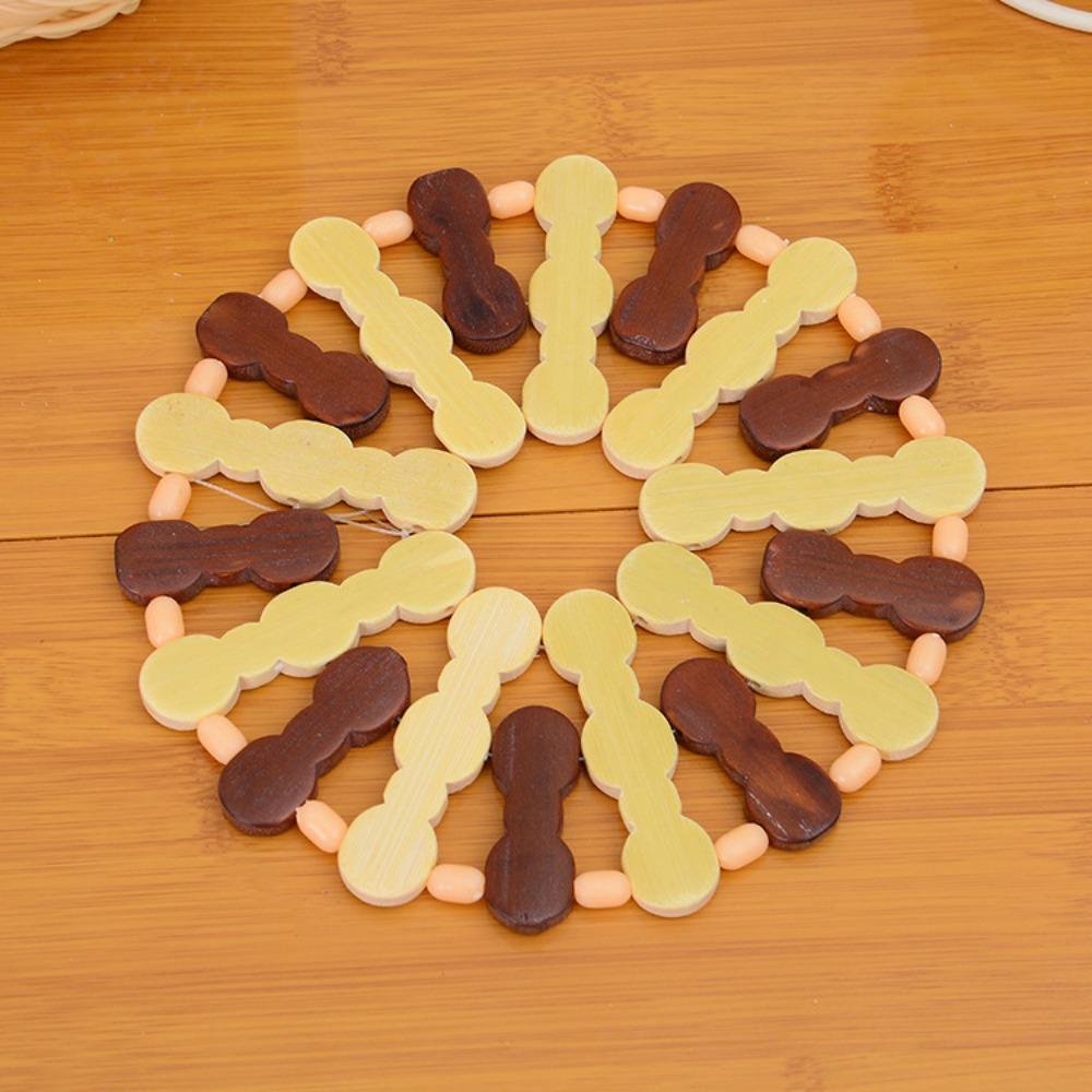 Heat Resistant Dining Table Mat Set Large Size Bamboo Material for Hot Pots And Bowls Home Use round ape Restaurant Supplies