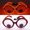 LED Lovely Eyeball Movable Glasses Neon Music Rave Fluorescent Party CHRISTMA DECOR Light Round Frame Funny Cartoon Glasses