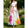 Ink Splatter Multicolor Print Skirt, Summer Casual Vacation Style