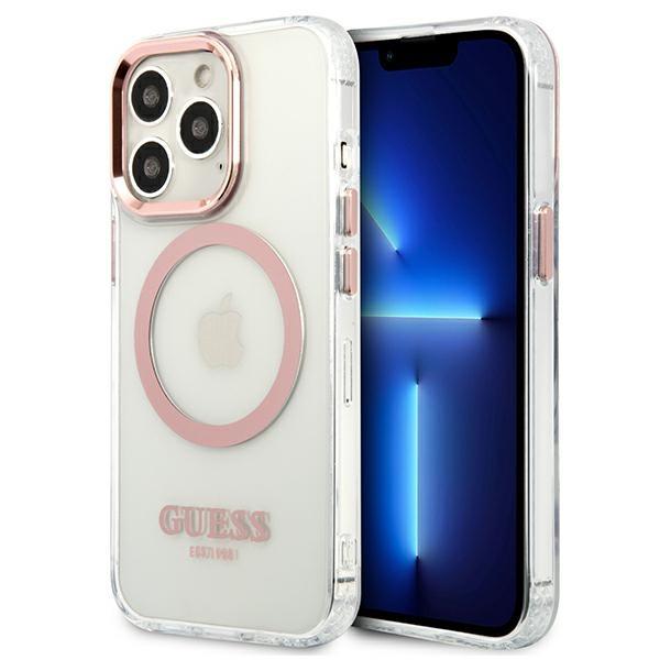 Guess Guhmp13Lhtrmp Iphone 13 Pro / 13 6,1 Różowy/Pink Hard Case Metal Outline Magsafe