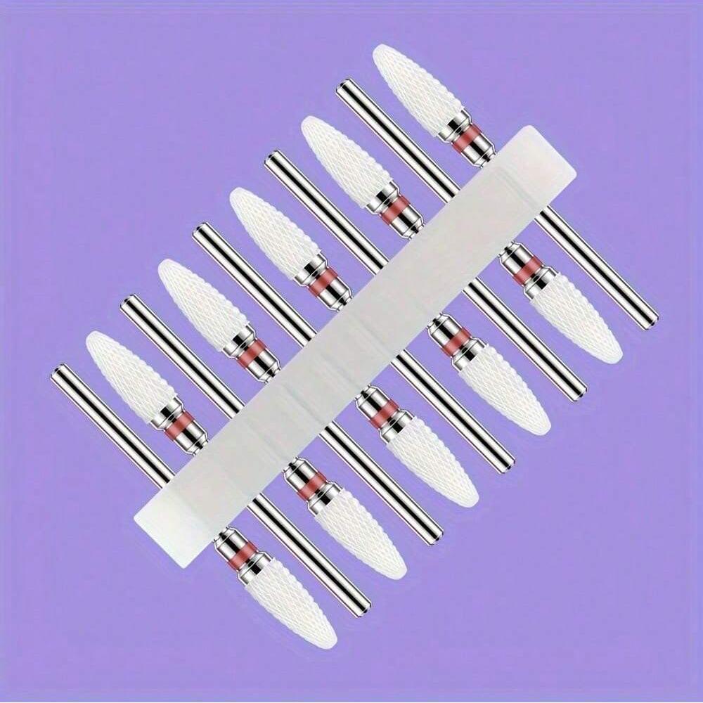 10pc/Set Ceramic Milling Cutter Nail Drill Bits Burr Gel Polish Remove Tools Cuticle Electric Manicure Files Kit Accessories