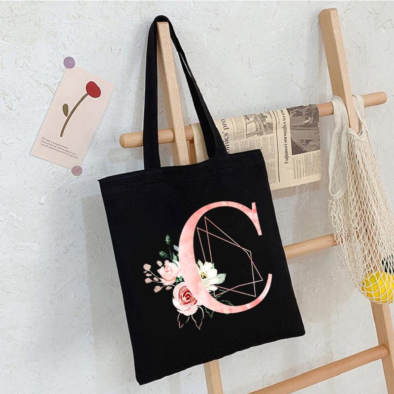 Alphabet Letter A-Z Printed Shoulder Bag Female Casual Student Crossbody Bag Large Capacity