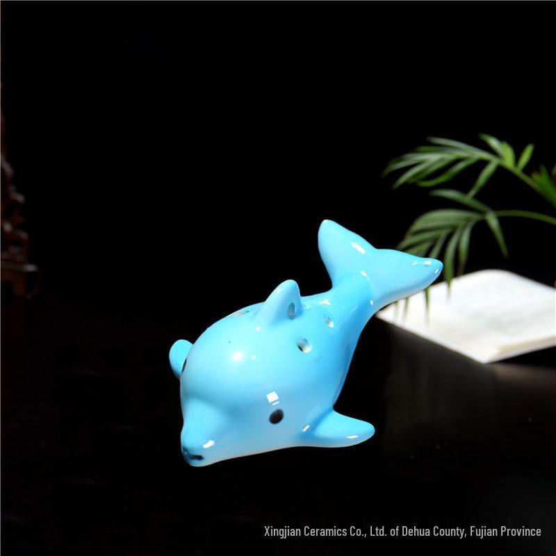 Dolphin Six-Hole Ceramic Ocarina Flute in AC Key – Cartoon Animal Design