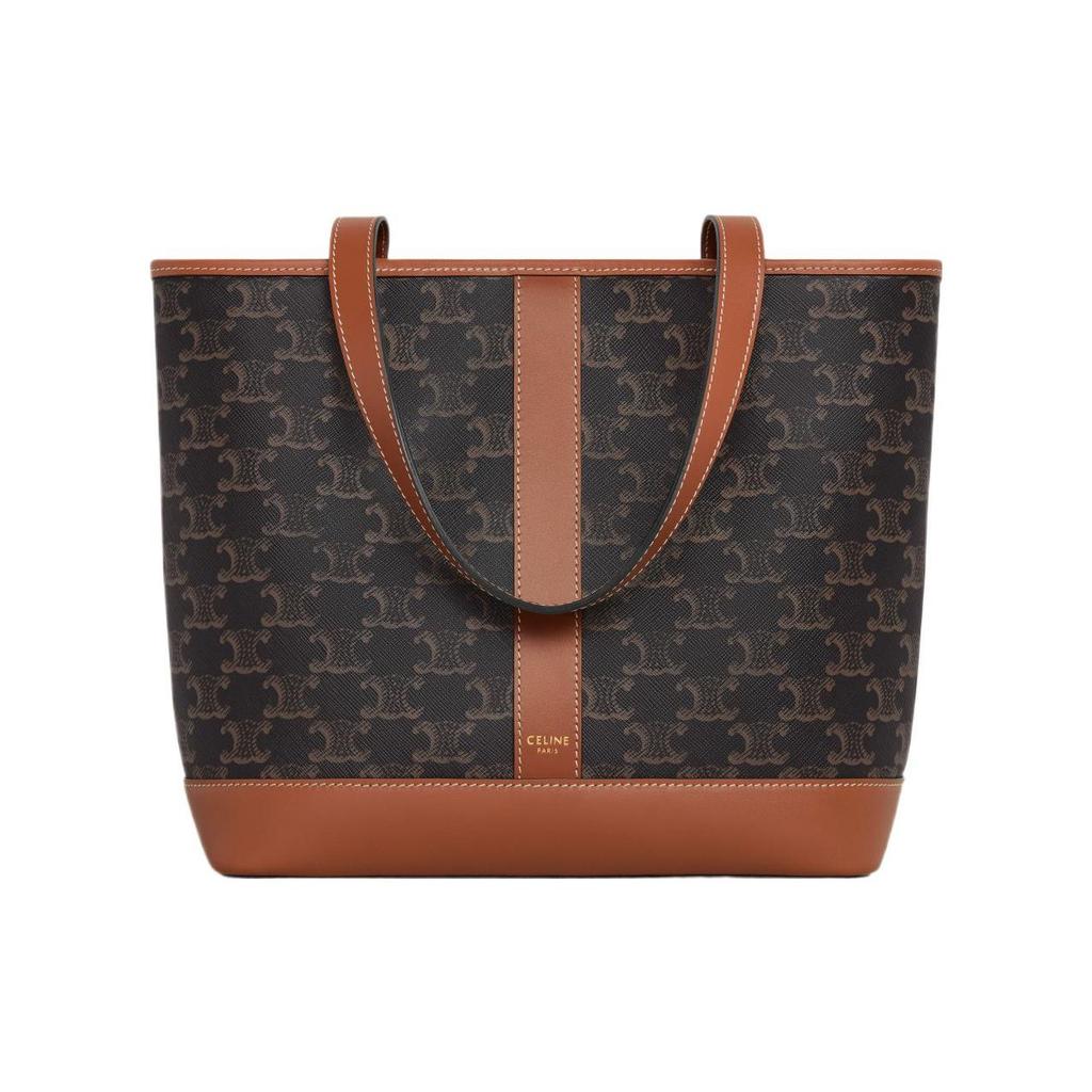 Celine Cabas Monogrammed Snap Closure Leather Tote Bag Women Tote Brown 115082CAS-04LU