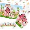 Farm Animals Party Tablecloth Farmhouse Disposable Plastic Table Cover Pig Cow Sheep Barnyard Animal Theme Birthday Party Decor