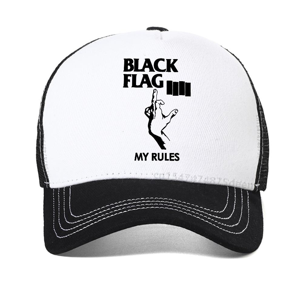 Black Flag Summer Baseball Cap Punk Rock Band Caps Unisex Womens Fashion Causal Snapback Hat Adjustable Mesh Trucker Hats