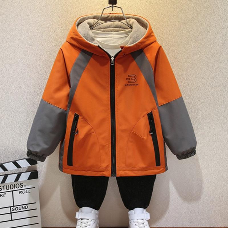 Autumn Fashion Boys' Coat Plus Fleece Top Windbreaker Double-sided Children's Jacket