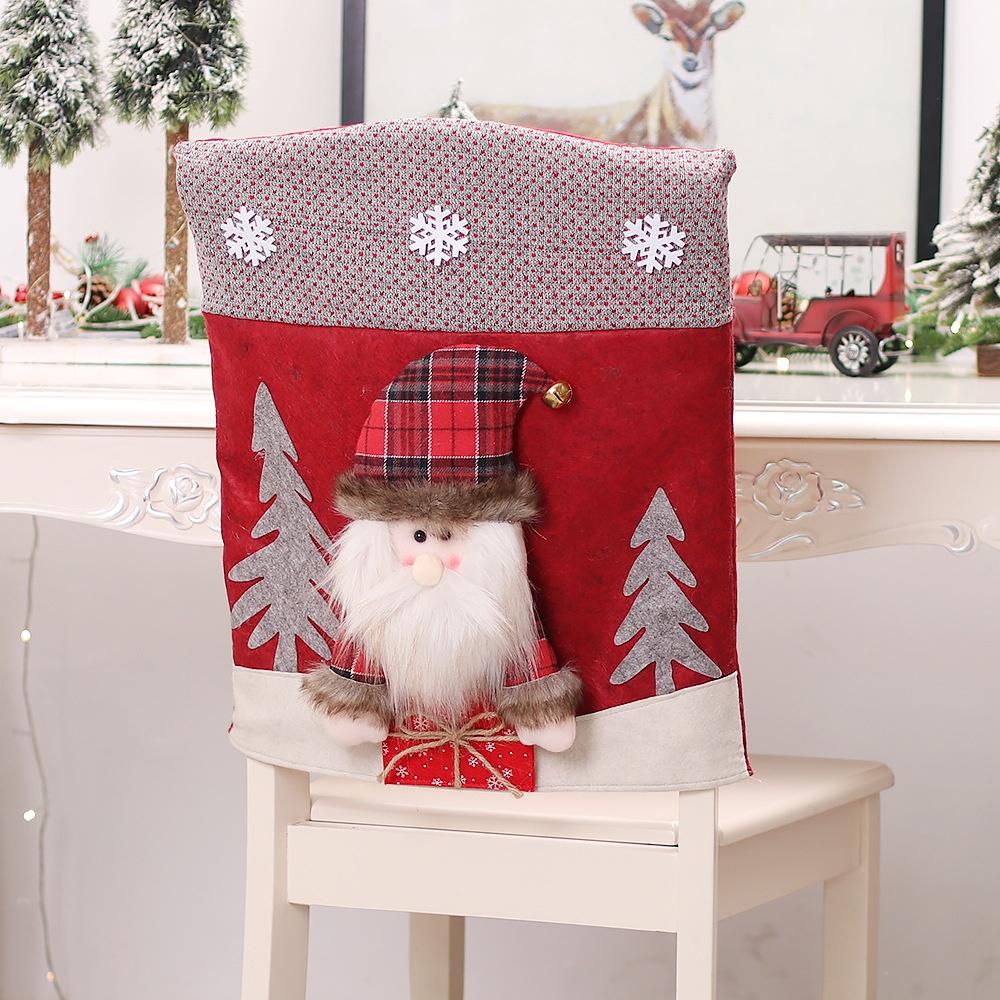 Christmas Festive Chair Cover Set Santa Claus Snowman Reindeer Decorate Your Kitchen
