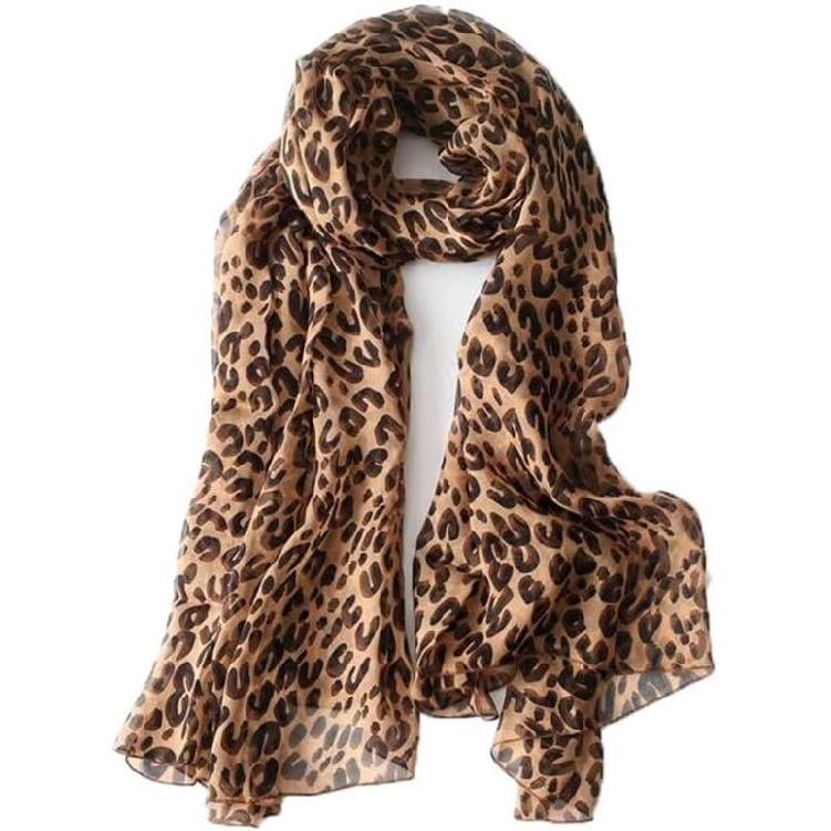 INOGIH Women Print Florals Shawl Wraps Lightweight Scarfs - Fashion Leopard Print Sunscreen Shawls Holiday Scarf for Travel
