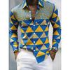 New Art Casual Shirt with Navy Blue Gradient Satin Polka Dot Geometric Abstract Art Men's Long Sleeved Shirt