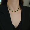 Titanium Steel Emerald Geometric Necklace Korean Ins Cold Wind Collarbone Chain Neck Chain Fashion Temperament Blade Chain Necklace Jewelry