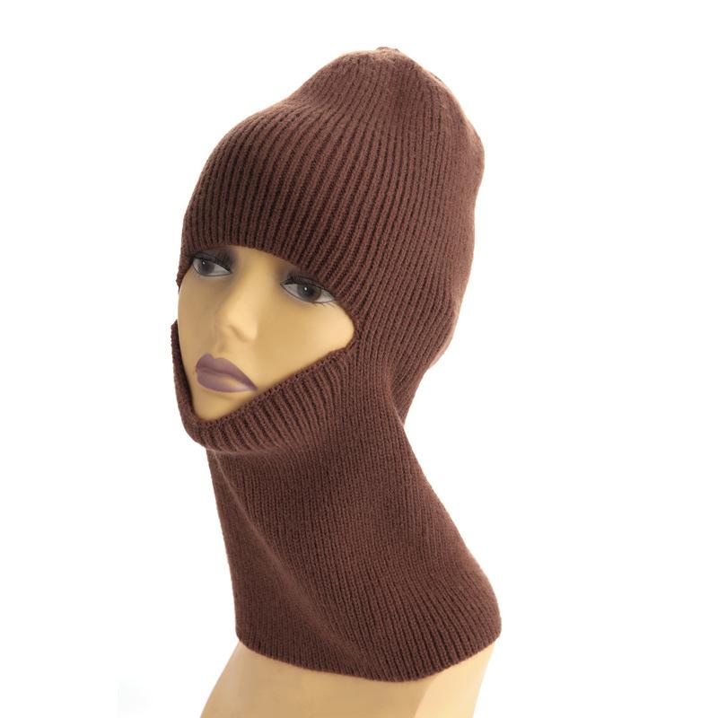 

Ear Protector Knitted Pullover One Hole Windproof Mask Knitted Hat Winter Ski Wool Hat Women M（56-58cm）