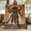 A Digital Printed Blanket Featuring a Skin-Friendly Ancient Egyptian Mythical Creature Design, Suitable for All Seasons, Perfect for Use On The Sofa, 