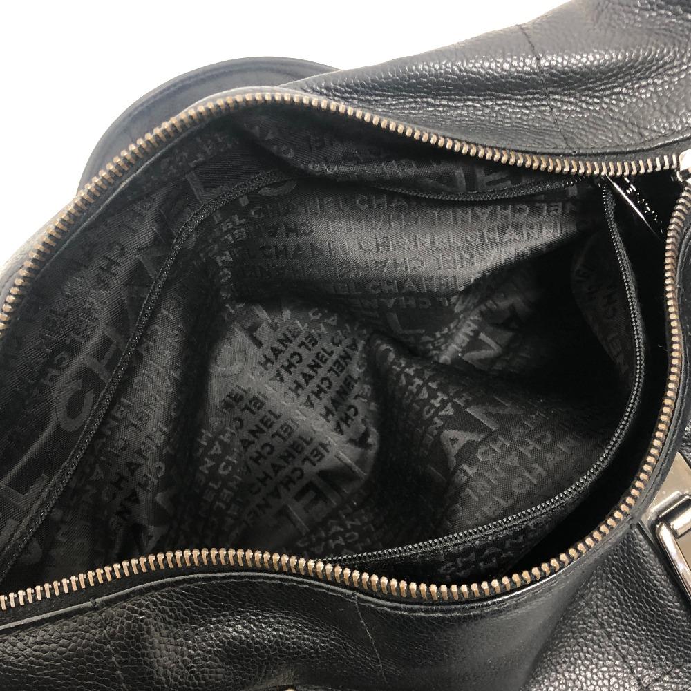 CHANEL Chocolate bar Handbag Soft Caviar Leather Black/SilverHardware