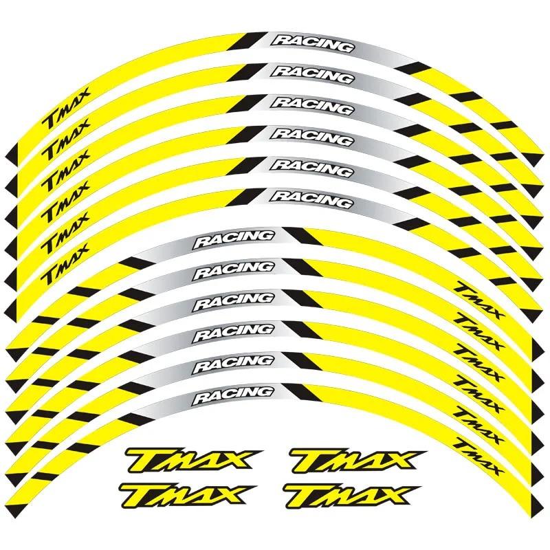 12 Strips Motorcycle Reflective Decals Wheels Moto Rim Stickers Decoration Styling Protection Rim Sticker For YAMAHA T MAX
