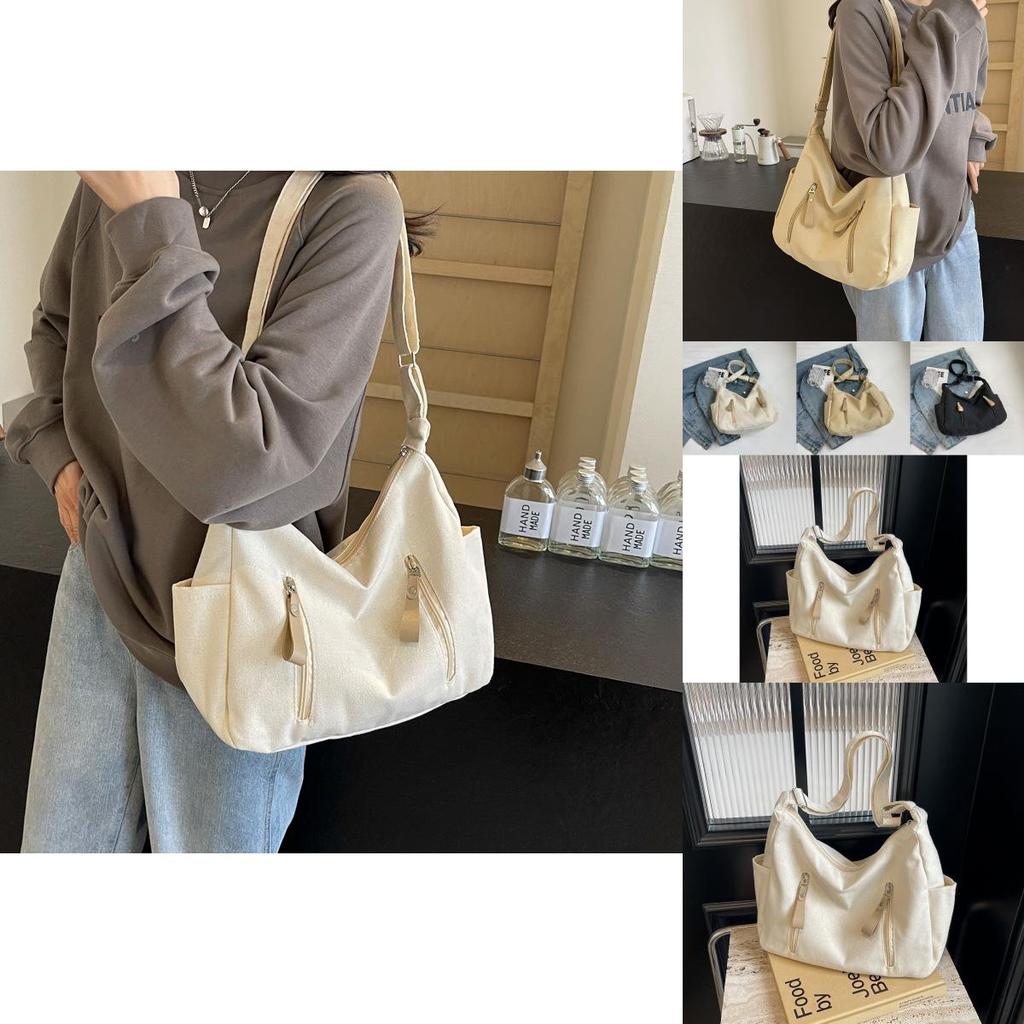 Chic Minimalist Canvas Tote Bag For Women Large Capacity Trendy Shoulder Bag 2024 New