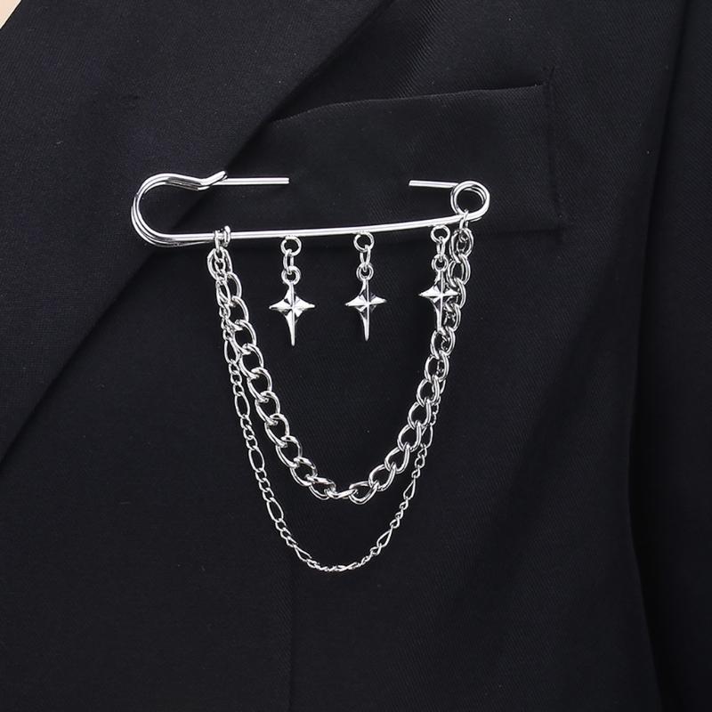 Modern Chain Lapel Pin Ornament Statement Style Badge Chain Pendant Brooches