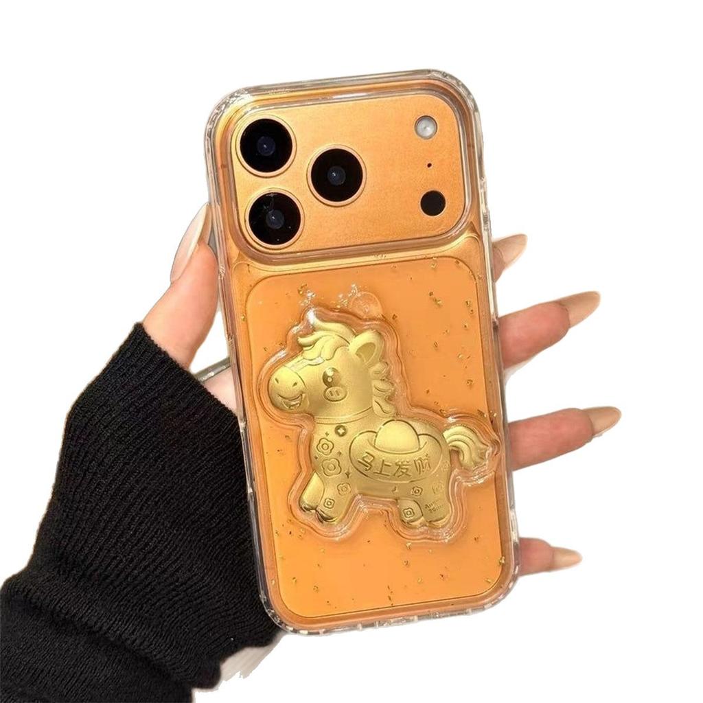 3D Drip Glue Phone Case for Apple 17PROMAX Protective Case Hard Case New Chinese New Year Celebration Phone Case
