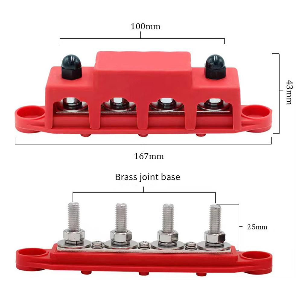 2 Adet 12V-48V DC Bara Dağıtım Bloğu 250A Bara M8 Terminal Vidaları ile Ağır Hizmet Tipi Güç Dağıtım Terminal Bloğu