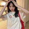 Hong Kong style short-sleeved t-shirt women's loose Korean version of cartoon strawberry tide student versatile half-sleeved white top suit summer