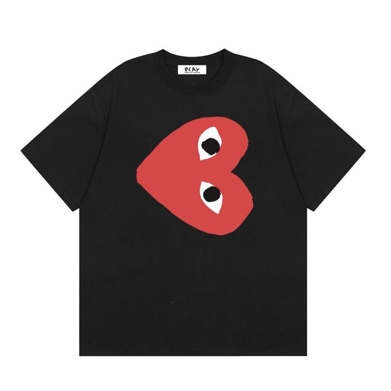 Japanese trendy brand heart-print short-sleeve T-shirt, unisex loose couple's summer casual daily versatile top