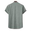 Men Linen Blend Mandarin Collar Short Sleeve Henley Shirt Casual Breathable Summer Top for Men