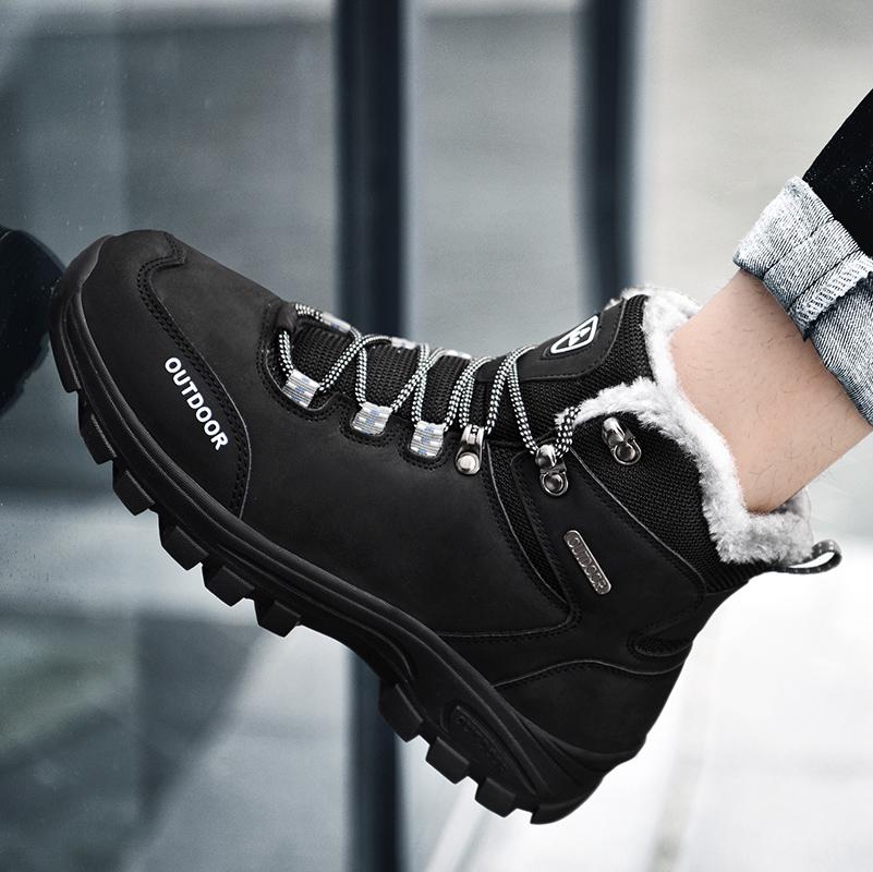 Winter Snow Boots Men Anti-slip Warm Soft Plush Casual Hiking Shoes Men Thick-soled Breathable Outdoor High-top Ankle Boots Men