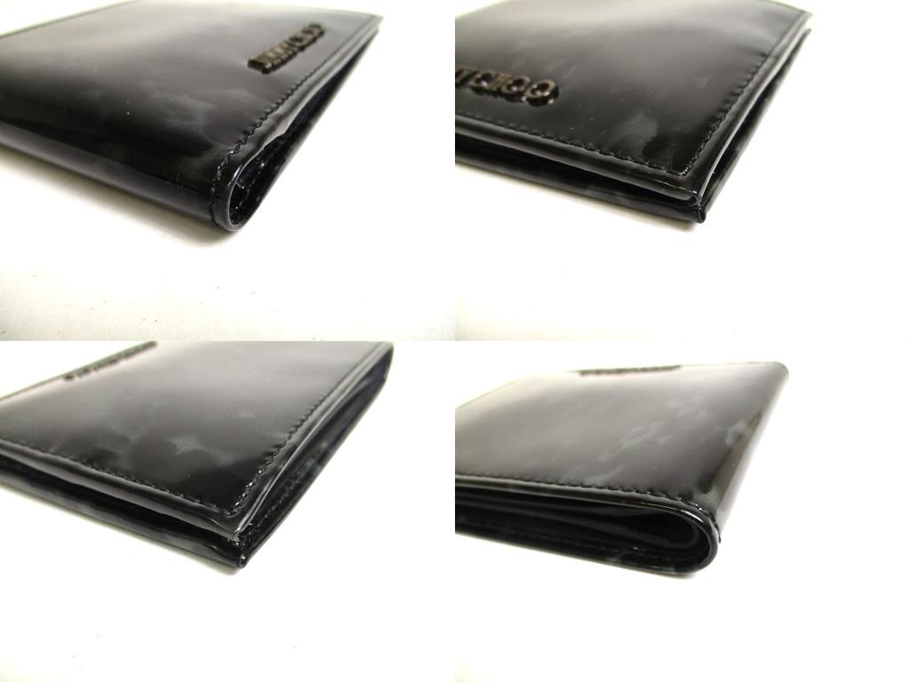 Authentic Jimmy Choo Black Patent Leather Bifold Bill Wallet Card Holder #a515  Open Box