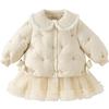 DAVE & BELLA Girls' Embroidered Mesh Winter Down Jacket