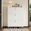 Mobiletto per scarpe a 3 ante, Scarpiera stretta, con 6 scomparti, Bianco, Regolabile, Dispositivo anti-ribaltamento per l'ingresso, 80*23.5*123.5cm