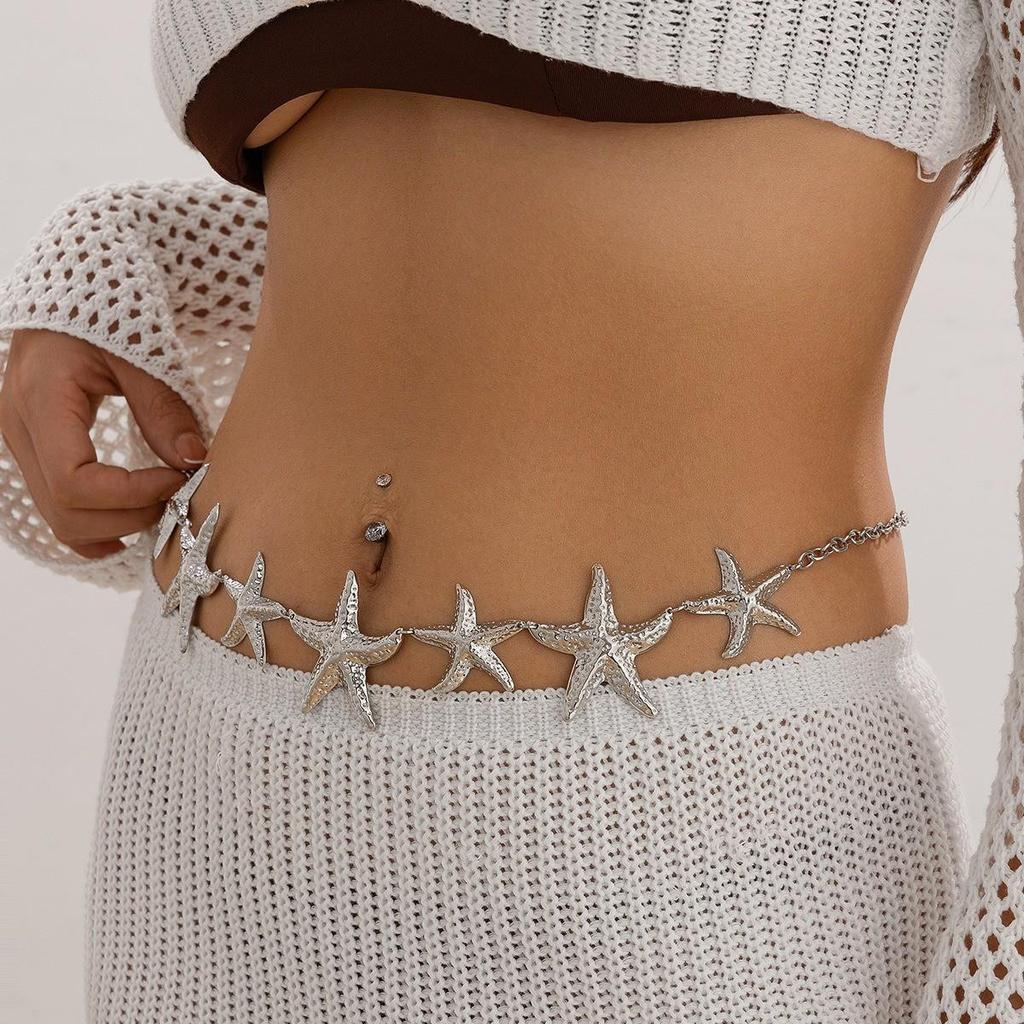 Gold Starfish Ocean Style Waist Chain - Fashionable Holiday Body Decoration