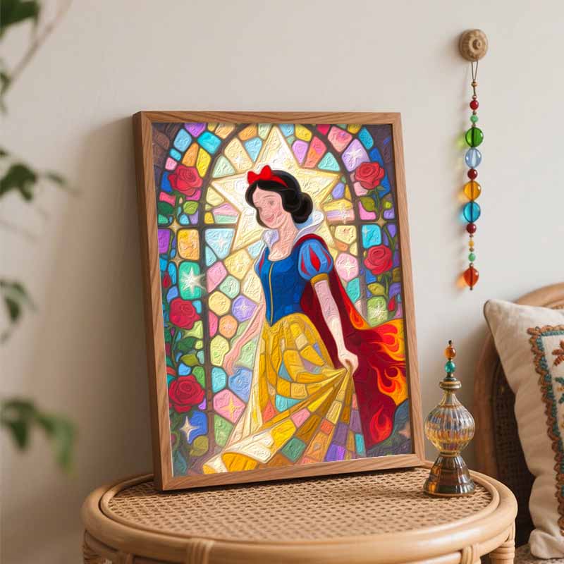 Disney Stained Glass Princess Oil Painting Hand Painting Coloring Painting Handmade Diy Home Decoration Gift