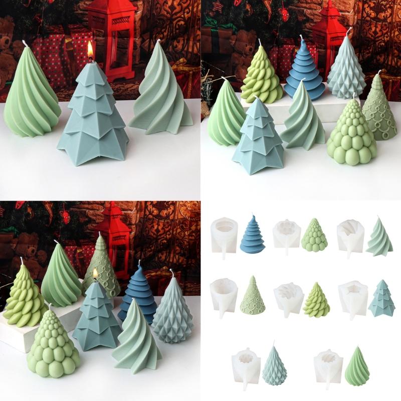 Flexible Silicone Mold Handmade Scented Candle Mould Geometric Christmas Tree Aromatherapys Mold Home Decorations
